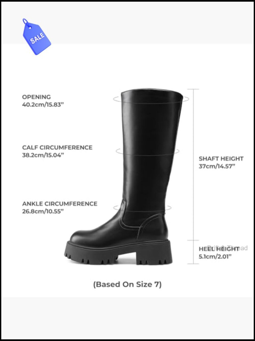 Knee High Chunky Platform Boots with Side Zip - Picture 4 of 7